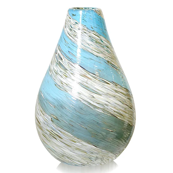 StyleCraft Droup Vase Large Twisted Spots Aqua Beige ACMX1008