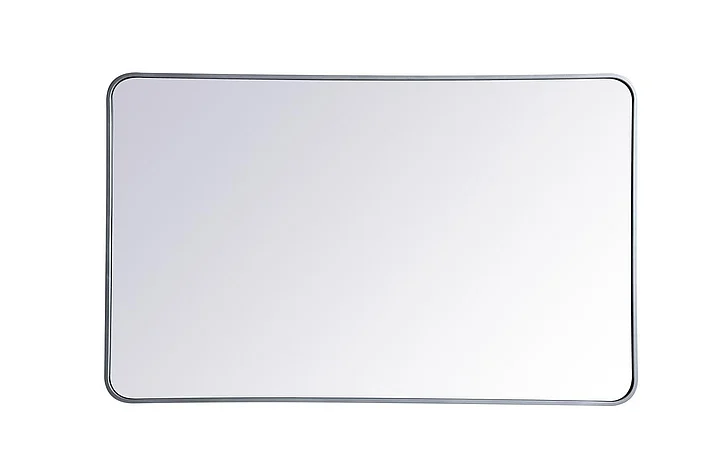 Elegant Soft Corner Metal Rectangular Mirror 30X48 In. in Silver MR803048S