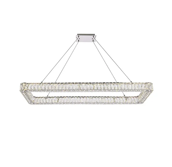 Elegant Monroe 50 In. Led Single Rectangle Pendant in Chrome 3504D50L1C