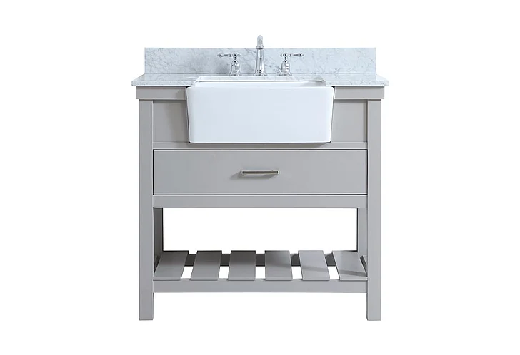 Elegant 36 In. Single Bathroom Vanity in Grey with Backsplash VF60136GR-BS