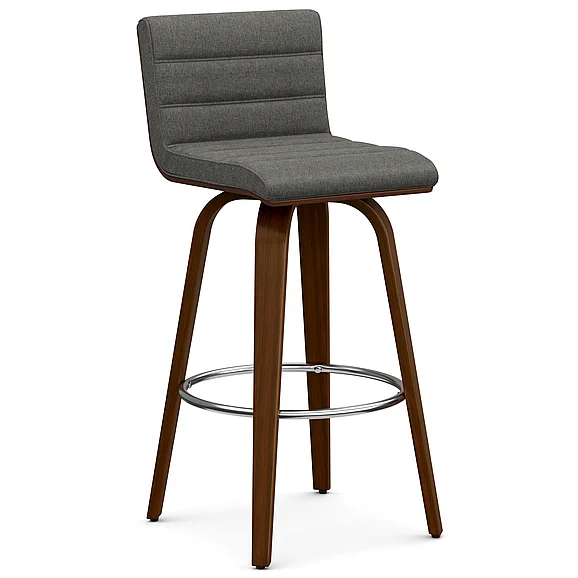 Calderon Swivel Bar Stool in Grey Linen Look Fabric