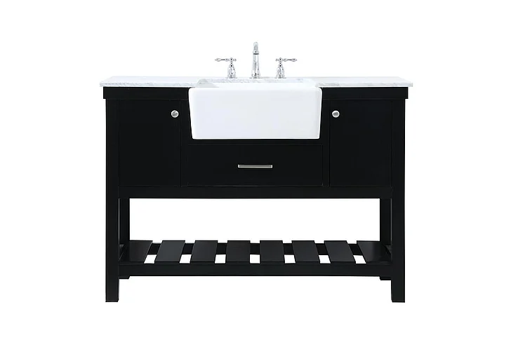 Elegant 48 In. Single Bathroom Vanity in Black VF60148BK