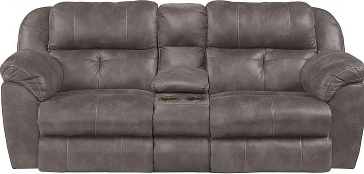Catnapper Ferrington Power Headrest Lay Flat Reclining Console Loveseat in Dusk