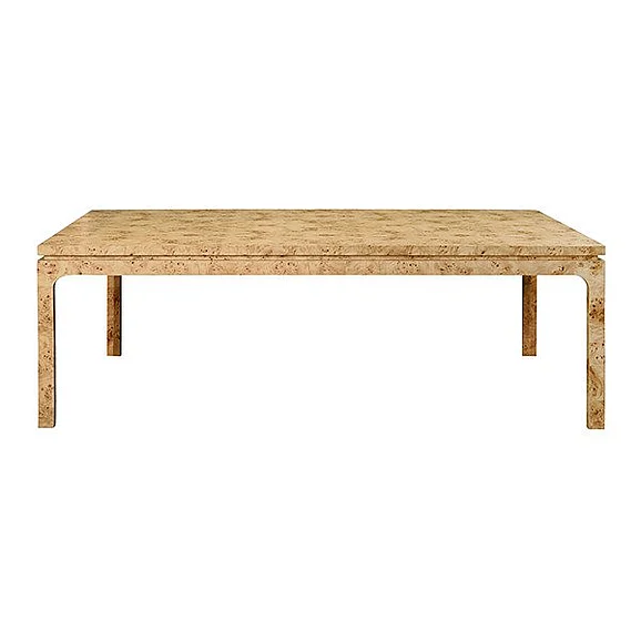 Worlds Away Modern Rectangular Dining Table in Burl Wood ADAMS BW