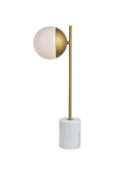 Elegant Eclipse 1 Light Brass Table Lamp with Frosted White Glass LD6108BR