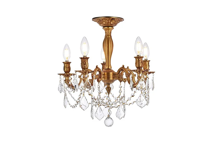 Elegant Rosalia 5 Light French Gold Flush Mount Clear Royal Cut Crystal 9205F18FG/RC