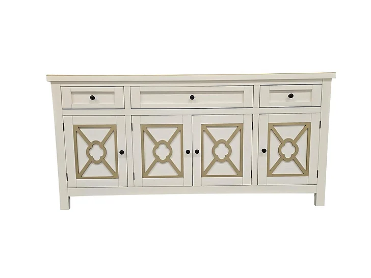 Split Nickel Adele 3 Drawer 4 Door Console V-ADELE-3D4DC | COA543