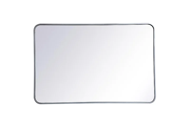Elegant Soft Corner Metal Rectangular Mirror 28X42 In. in Silver MR802842S