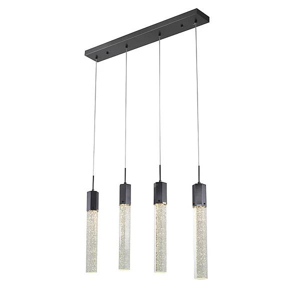 Bethel Black Gun Metal Frame Island Light Bubble Crystal Pendants ADS26C36BG