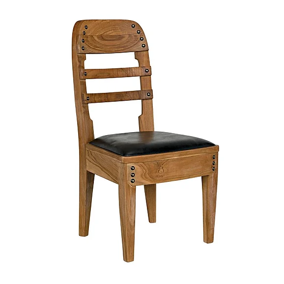 Noir Furniture Laila Chair with Leather in Teak AE-172T CLOSEOUT