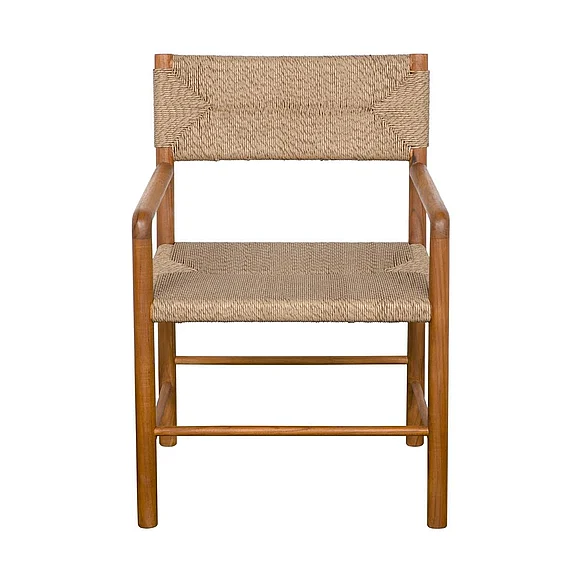 Noir Furniture Franco Arm Chair, Teak with Synthetic Woven AE-305T-SYN CLOSEOUT