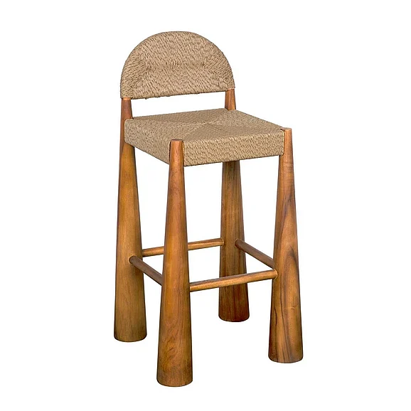 Noir Furniture Laredo Bar Stool, Teak with Synthetic Woven AE-308L-SYN CLOSEOUT