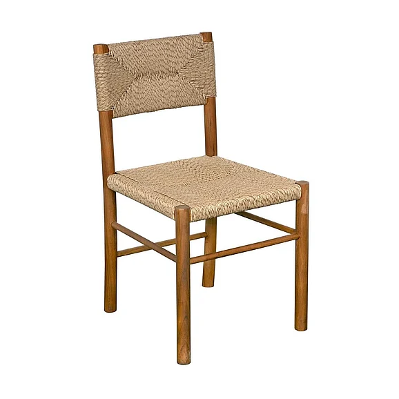 Noir Furniture Franco Side Chair, Teak with Synthetic Woven AE-322T-SYN