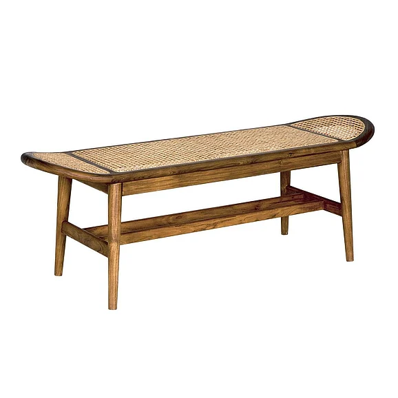Noir Furniture Wayland Bench, Teak in Clear Coat Flat AE-335T