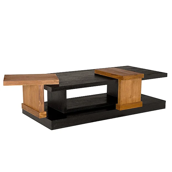 Noir Furniture Fleming Coffee Table, Charcoal Black and Clear Coat Flat AE-355TCHB