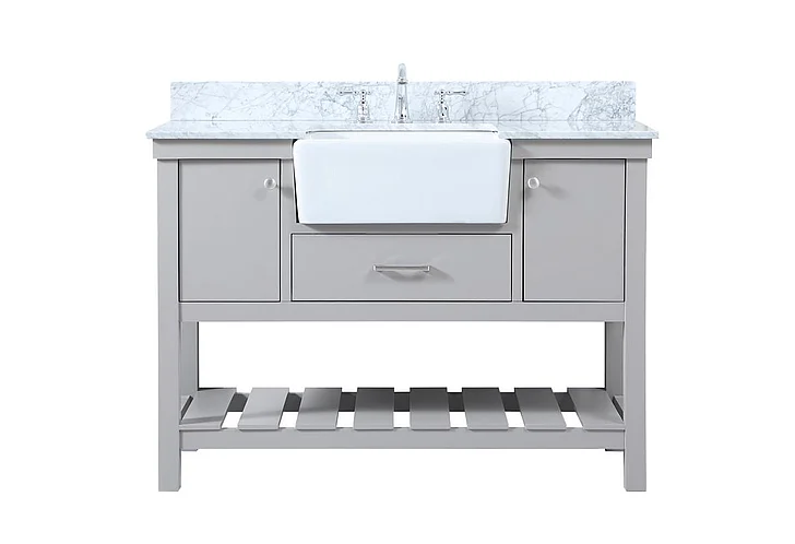 Elegant 48 In. Single Bathroom Vanity in Grey with Backsplash VF60148GR-BS