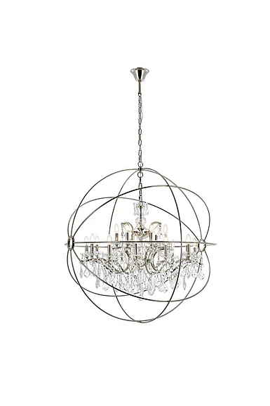 Elegant Geneva 18 Light Polished Nickel Chandelier Clear Royal Cut Crystal 1130G43PN/RC