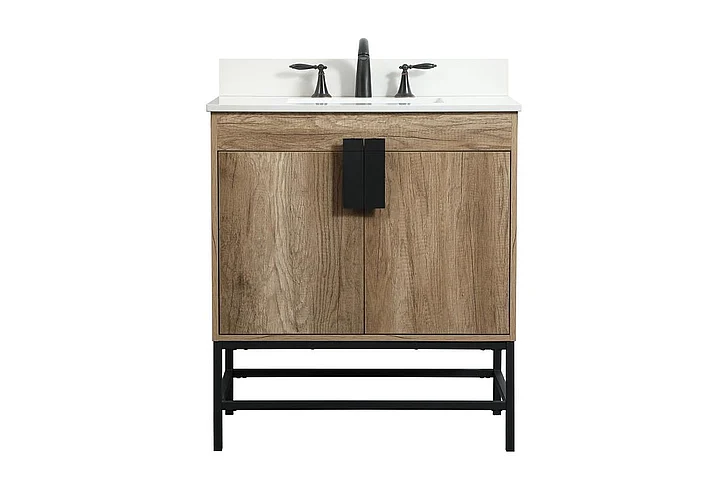 Elegant 30 In. Single Bathroom Vanity in Natural Oak with Backsplash VF48830NT-BS CLOSEOUT
