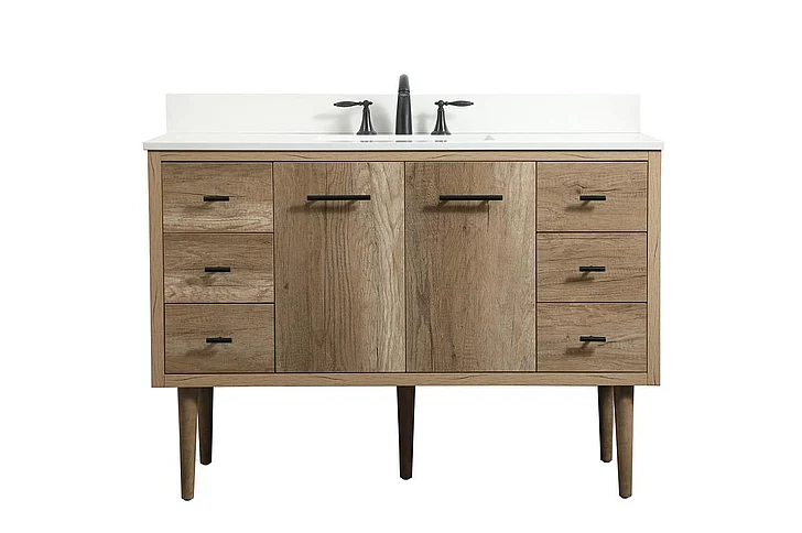 Elegant 48 In. Single Bathroom Vanity in Natural Oak with Backsplash VF48048NT-BS CLOSEOUT