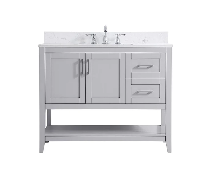 Elegant 42 In. Single Bathroom Vanity in Grey with Backsplash VF16042GR-BS