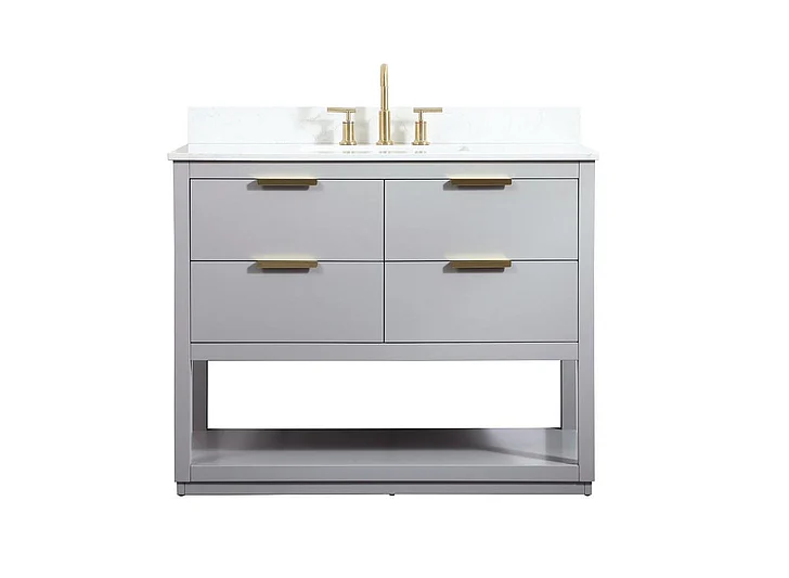 Elegant 42 In. Single Bathroom Vanity in Grey with Backsplash VF19242GR-BS CLOSEOUT