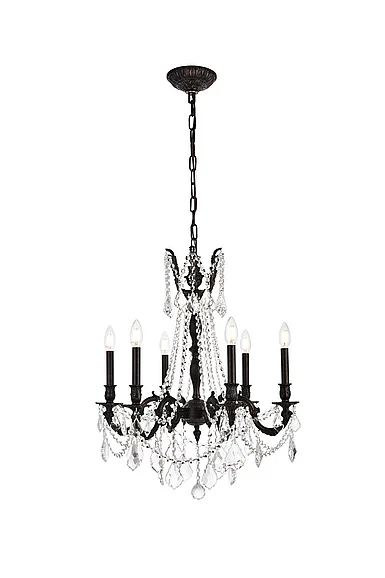 Elegant Rosalia 6 Light Dark Bronze Chandelier Clear Royal Cut Crystal 9206D23DB/RC