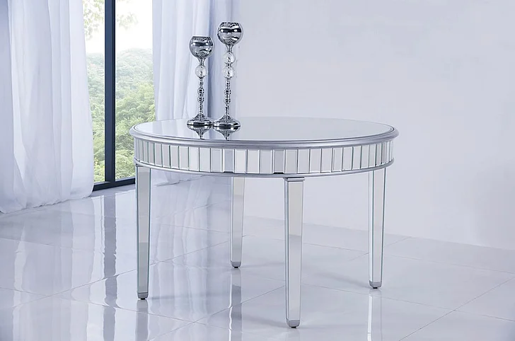 Elegant Round Dining Table 48 In. x 30 In. in Silver Paint MF6-1008S