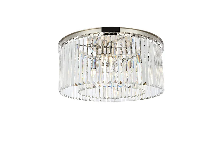 Elegant Sydney 8 Light Polished Nickel Flush Mount Clear Royal Cut Crystal 1238F31PN/RC