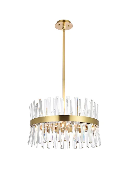 Elegant Serephina 20 In. Crystal Round Pendant Light in Satin Gold 6200D20SG
