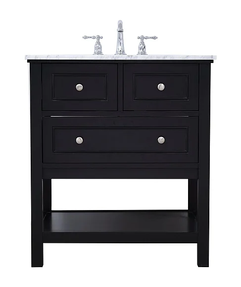 Elegant 30 In. Single Bathroom Vanity Set in Black VF27030BK