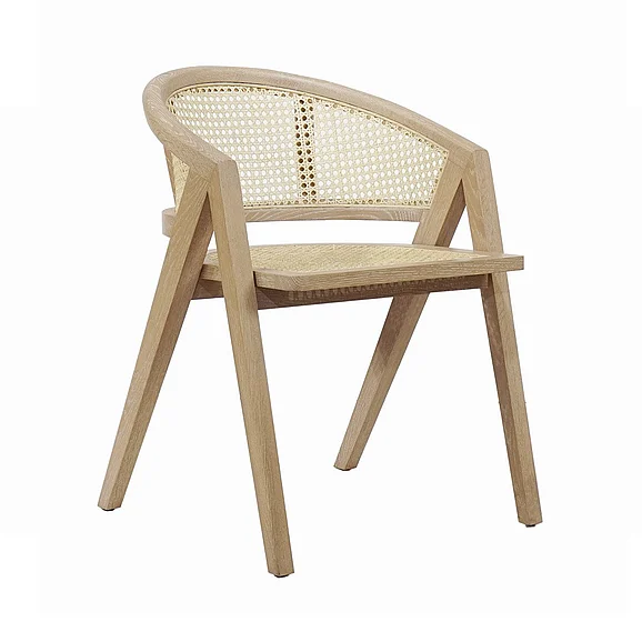 Worlds Away Aero Cane Barrel Back Dining Chair in Cerused Oak AERO CO