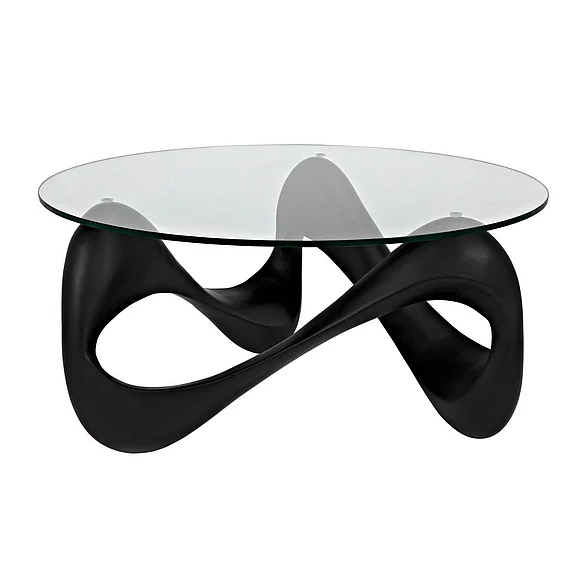 Noir Furniture Orion Coffee Table in Black Resin Cement with Glass AF-55B
