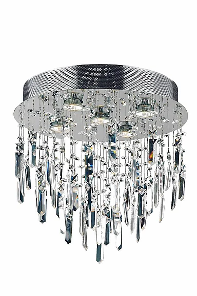 Elegant Galaxy 5 Light Chrome Flush Mount Clear Royal Cut Crystal V2006F16SC/RC CLOSEOUT