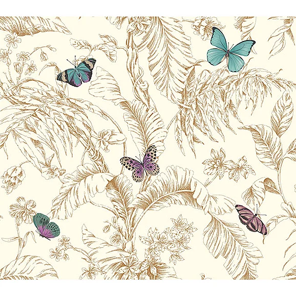 York F17-Toile Resource Library Papillon Gold Wallpaper AF2028 (Double Roll)