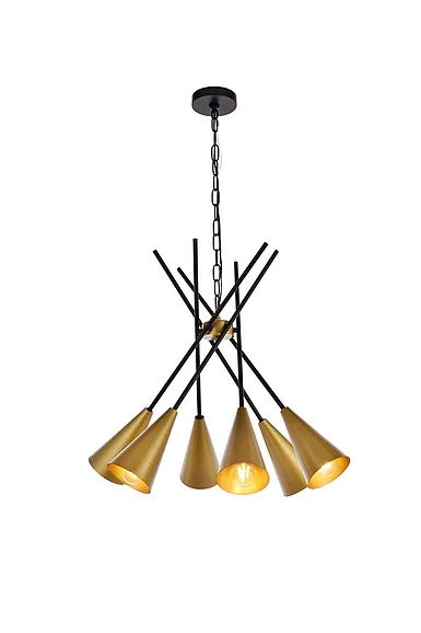 Elegant Casen 32 In. Pendant in Black and Brass LD651D32BRK CLOSEOUT
