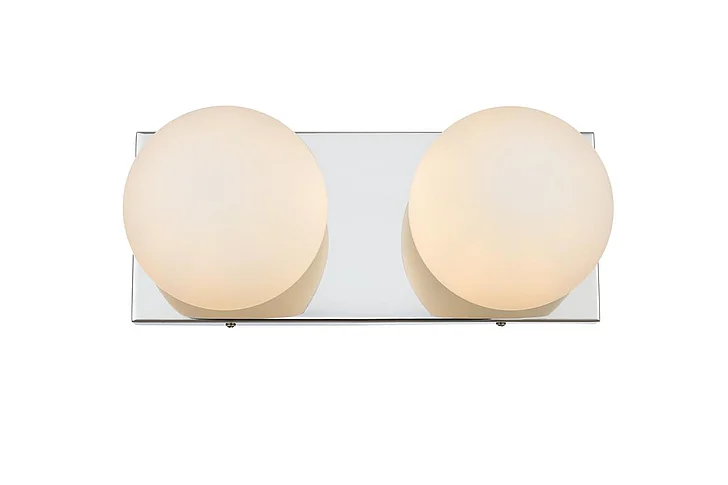Elegant Jaylin 2 Light Chrome and Frosted White Bath Sconce LD7303W14CH