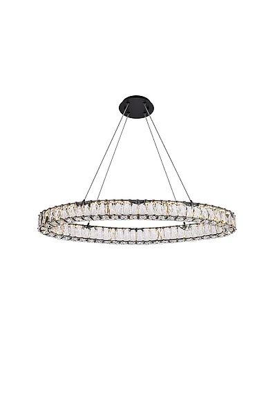 Elegant Monroe 36 In. Led Oval Single Pendant in Black 3503D36BK