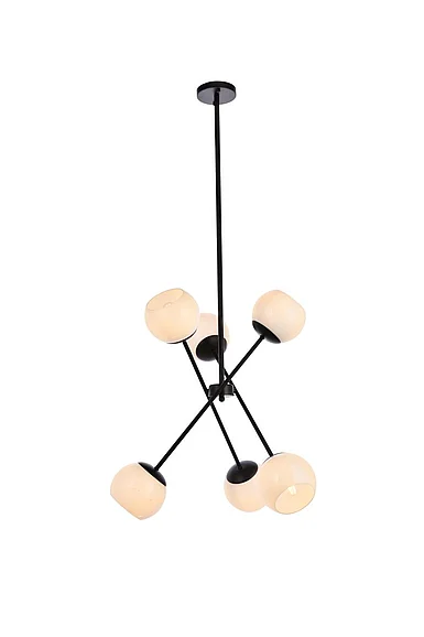 Elegant Axl 24 In. Pendant in Black with White Shade LD657D24BK CLOSEOUT