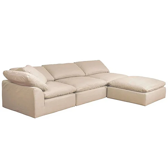 Sunset Trading Puff 4PC Slipcovered Modular Sectional Sofa with Ottoman SU-1458-84-1C-2A-1O