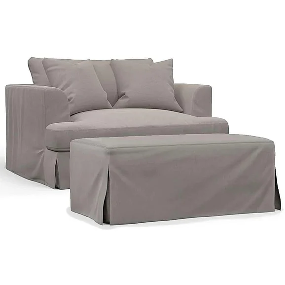 Sunset Trading Newport Slipcovered 52" Wide Chair and A Half with Ottoman SY-130015-30-391094