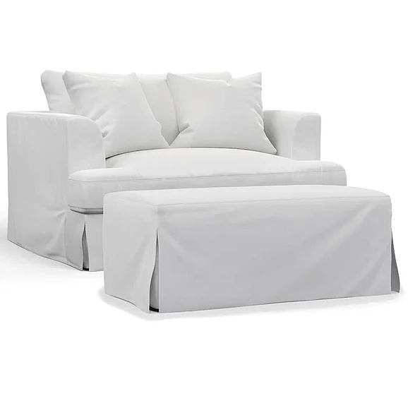 Sunset Trading Newport Slipcovered 52" Wide Chair and A Half with Ottoman SY-130015-30-391081