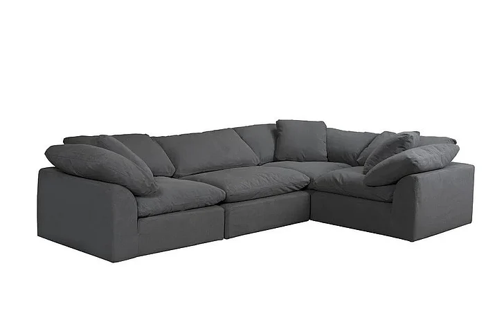 Sunset Trading Puff 4PC Slipcovered L-Shaped Sectional Sofa SU-1458-94-3C-1A