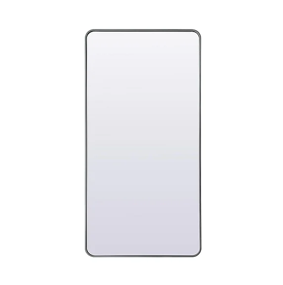 Elegant Soft Corner Metal Rectangle Full Length Mirror 30X60 In. in Silver MR80FL3060S