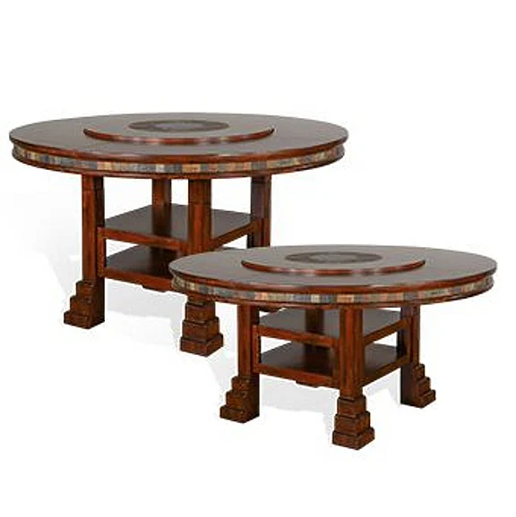 Sunny Designs Santa Fe 60" Round Dining Table with Lazy Susan in Dark Chocolate 1225DC2