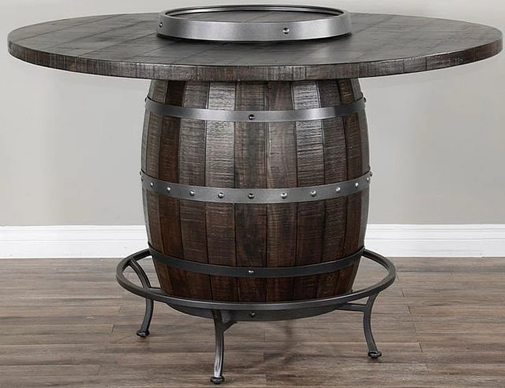 Sunny Designs Doe Valley Round Pub Table with Wine Barrel Base in Tobacco Leaf 1038TL2