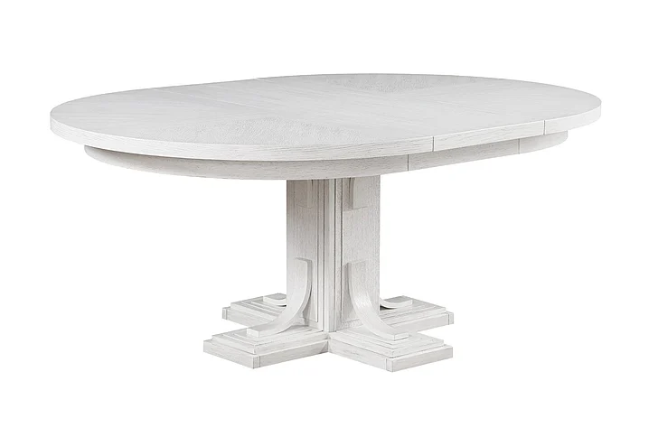 Sunset Trading Dover 54 Round to 72" Oval Expandable Pedestal Dining Table in Cerused Dove White AG-638-072TB