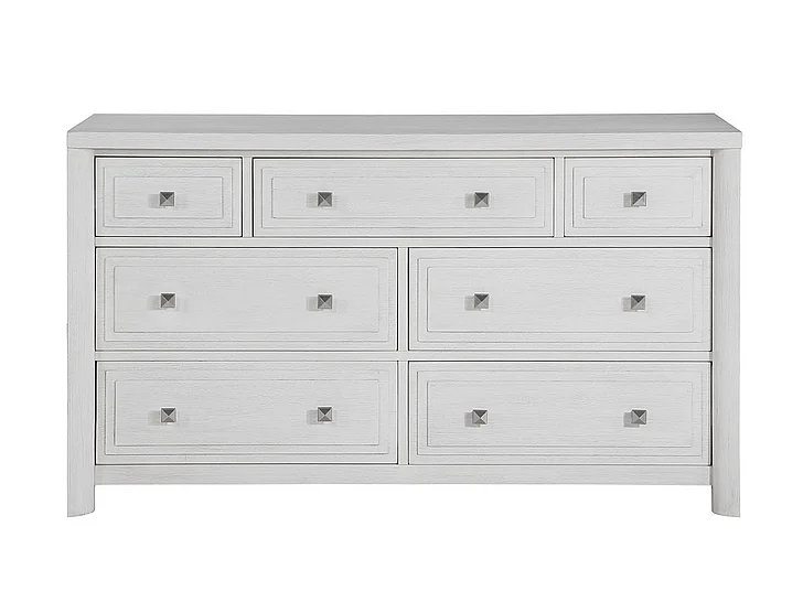 Sunset Trading Dover 7 Drawer Bedroom Dresser in Cerused Dove White AG-638-650N