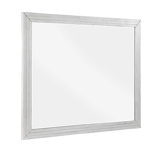 Sunset Trading Dover Rectangular Beveled Mirror in Cerused Dove White AG-638-660