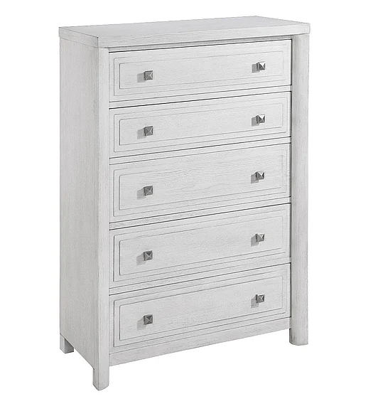 Sunset Trading Dover 5 Drawer 58" Tall Chest in Cerused Dove White AG-638-681N