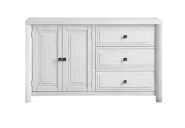 Sunset Trading Dover 62" Sideboard Server Table with 2 Cabinets & 3 Drawers in Cerused Dove White AG-638-894